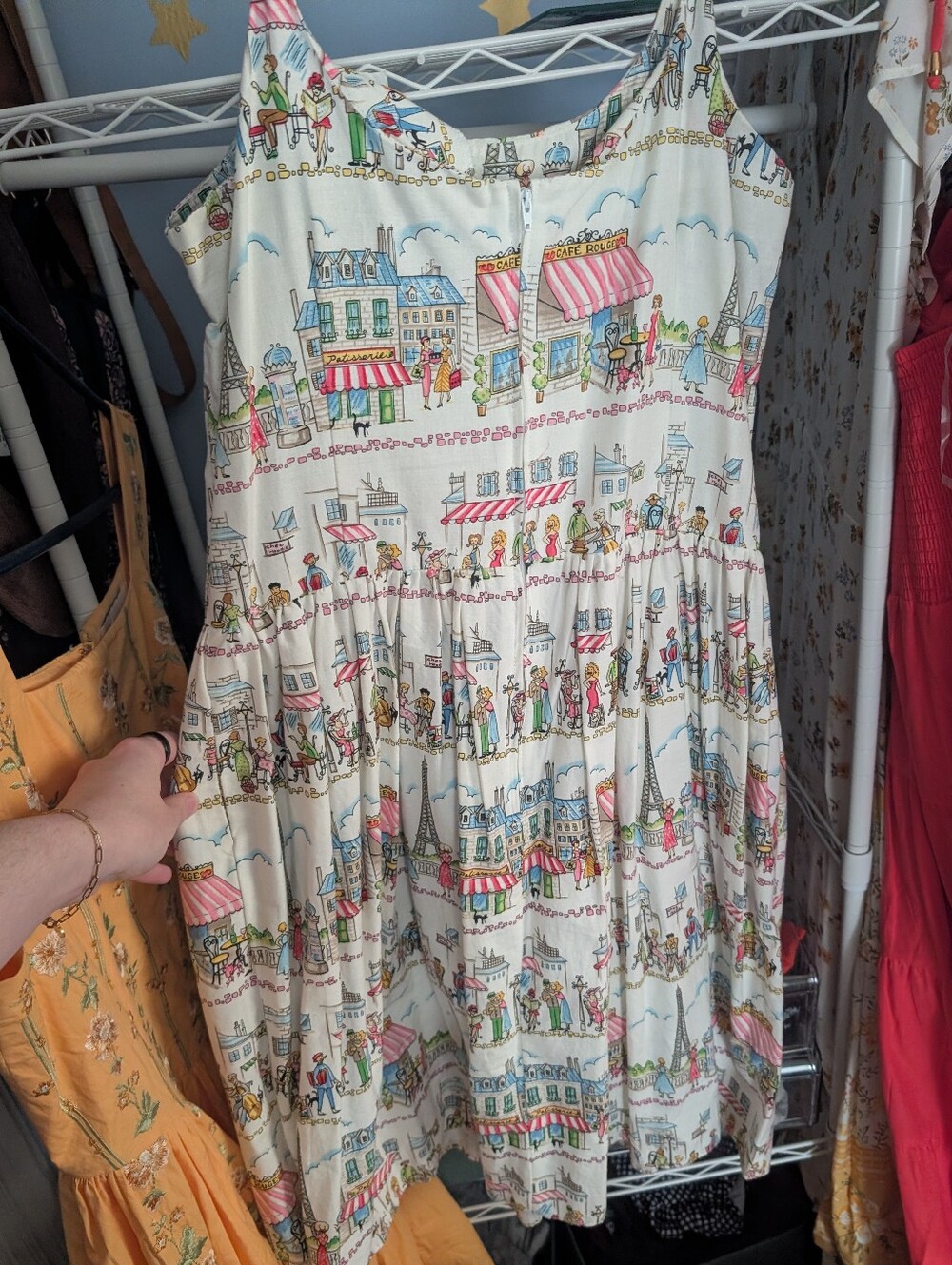 Bernie Dexter Cream Sundress with Pink & Blue City Toile - Picture 3 of 5